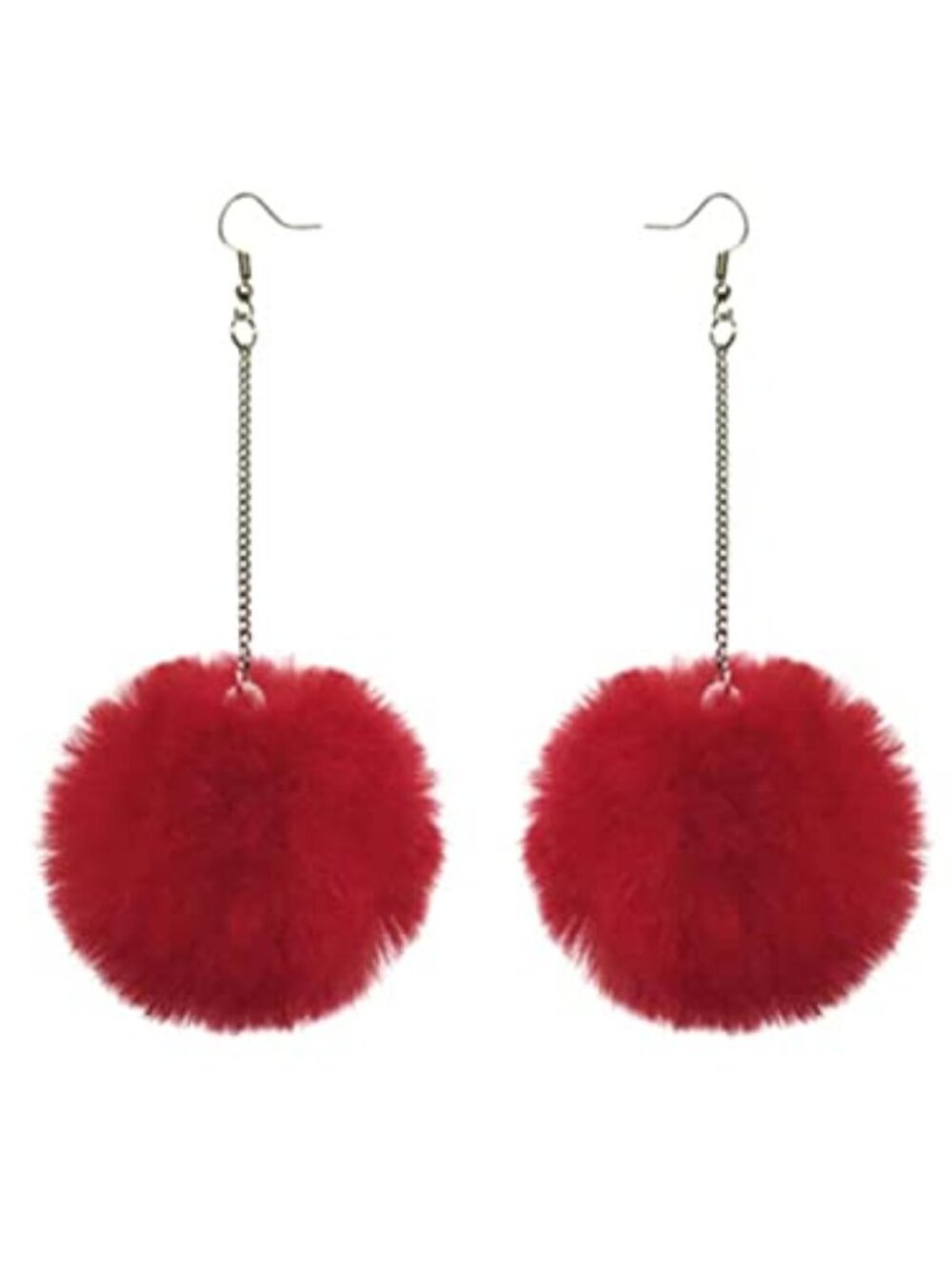 Colorful Faux Fur Fluffy Ball Earrings - Handmade Soft‎ Plush Pom Pom Dangle